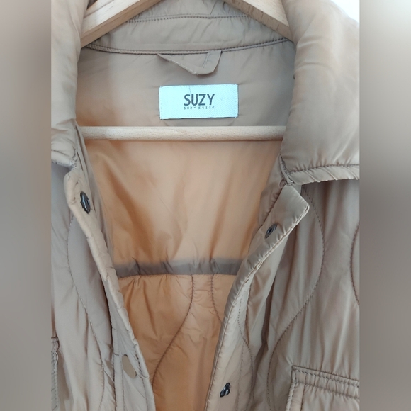 Trendy Tan Oversized Quilted Women's Jacket - Picture 2 of 4